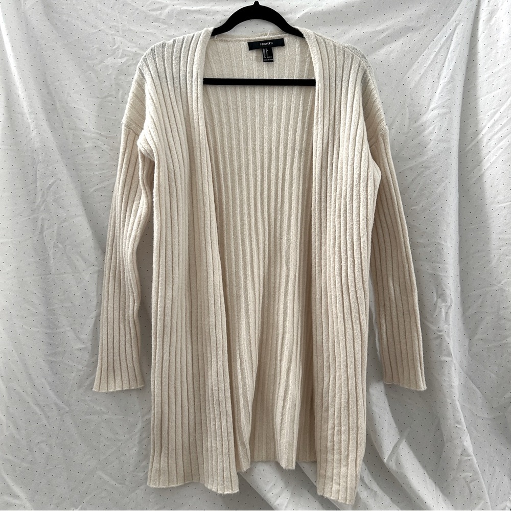 Ribbed Open Front Sweater